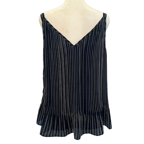 Chico’s Tank Top Size 1 Striped Pleated Lace Detail​​ - Picture 2 of 9
